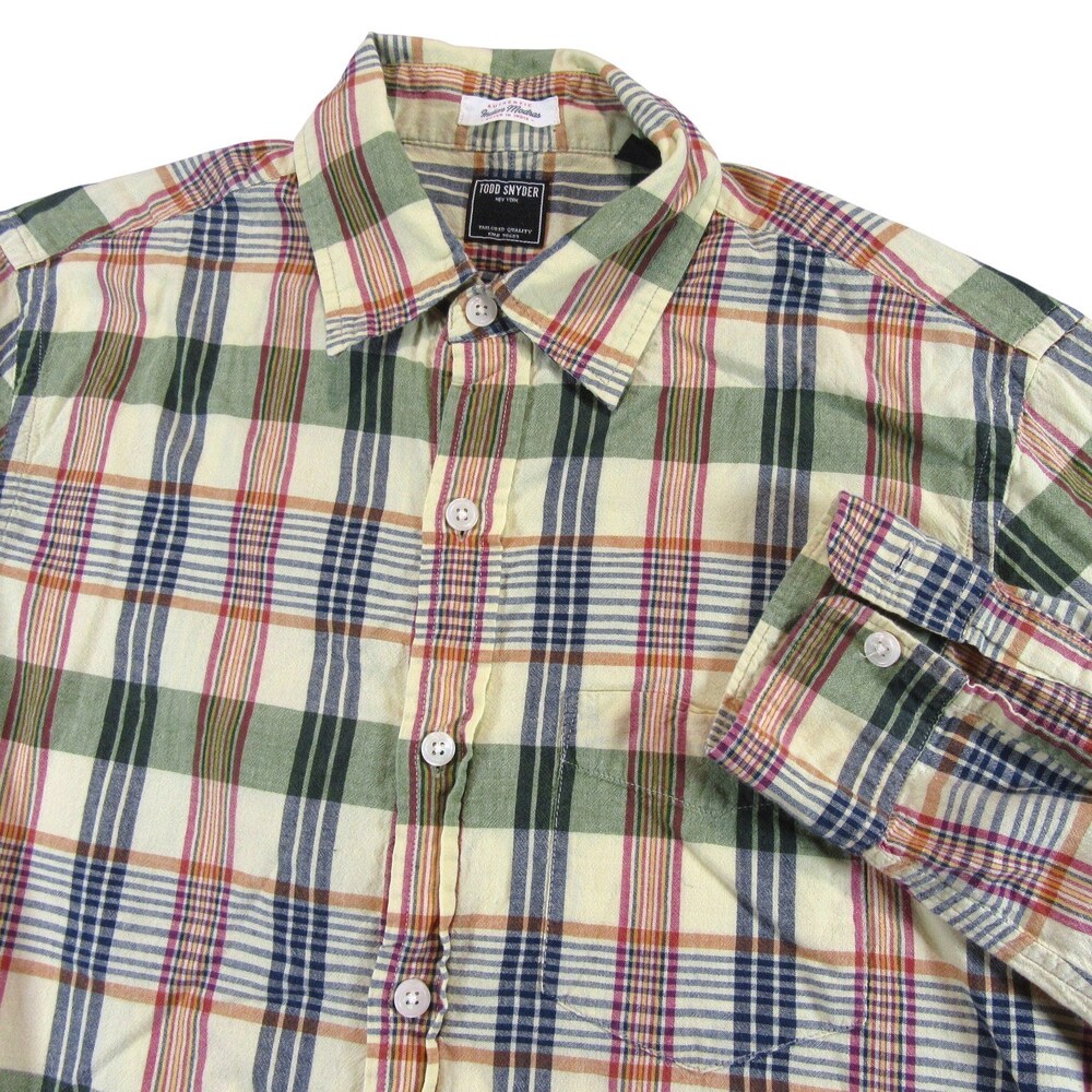 Todd Snyder Mens Button Down Shirt M Multicolored Madras Plaid Lightweight